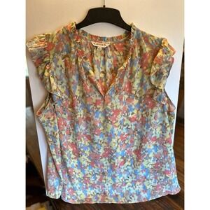 Nanette Lepore Blouse‎ Floral Ruffle Multicolor Woman's XL